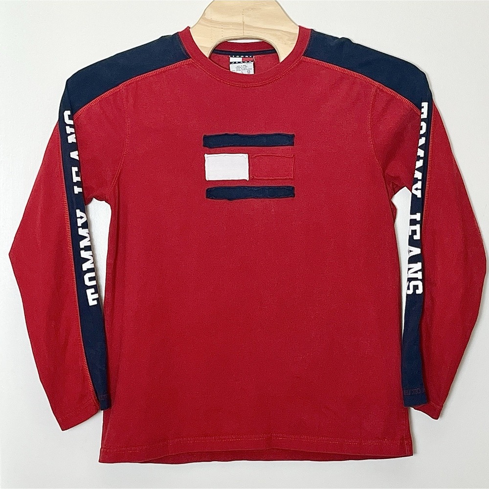 Vintage Tommy Jeans T Shirt Men's Medium Red Logo Patch Y2K 2000s Americana